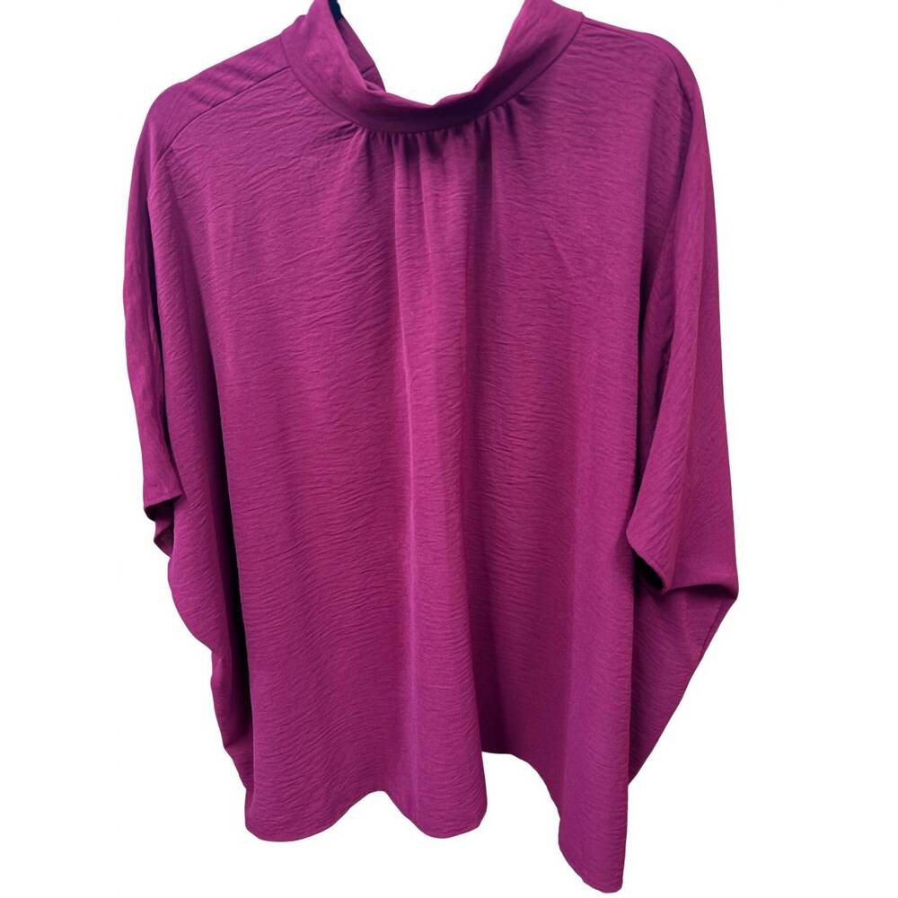 NEW PIXI + IVY women's tie back mock neck tunic top in burgundy